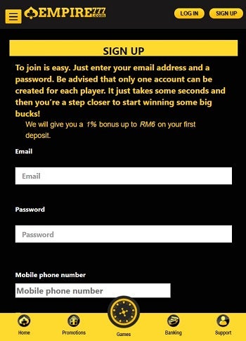empire777 registration 2