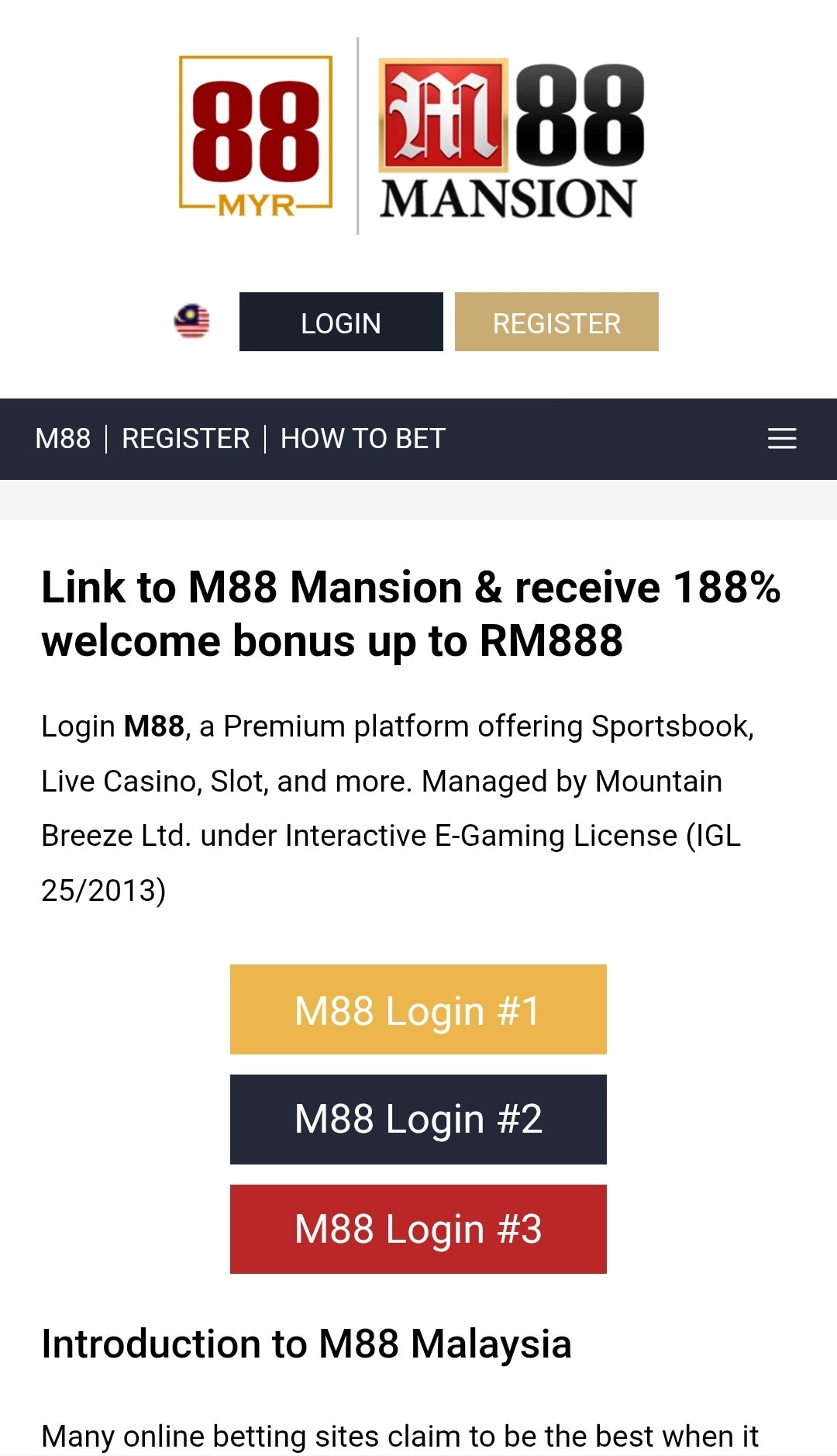 M88 casino login register
