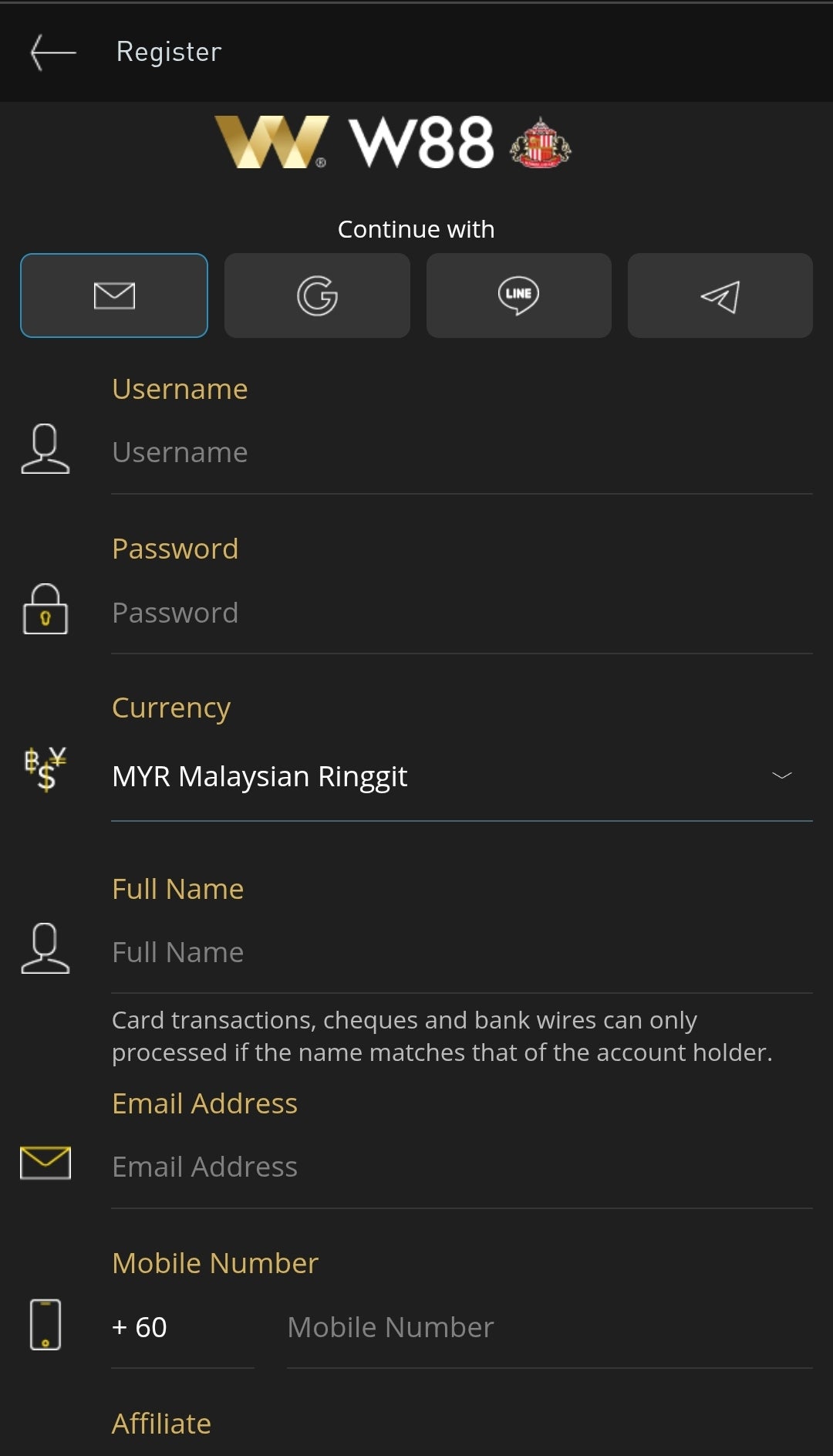 W88 Malaysia registration