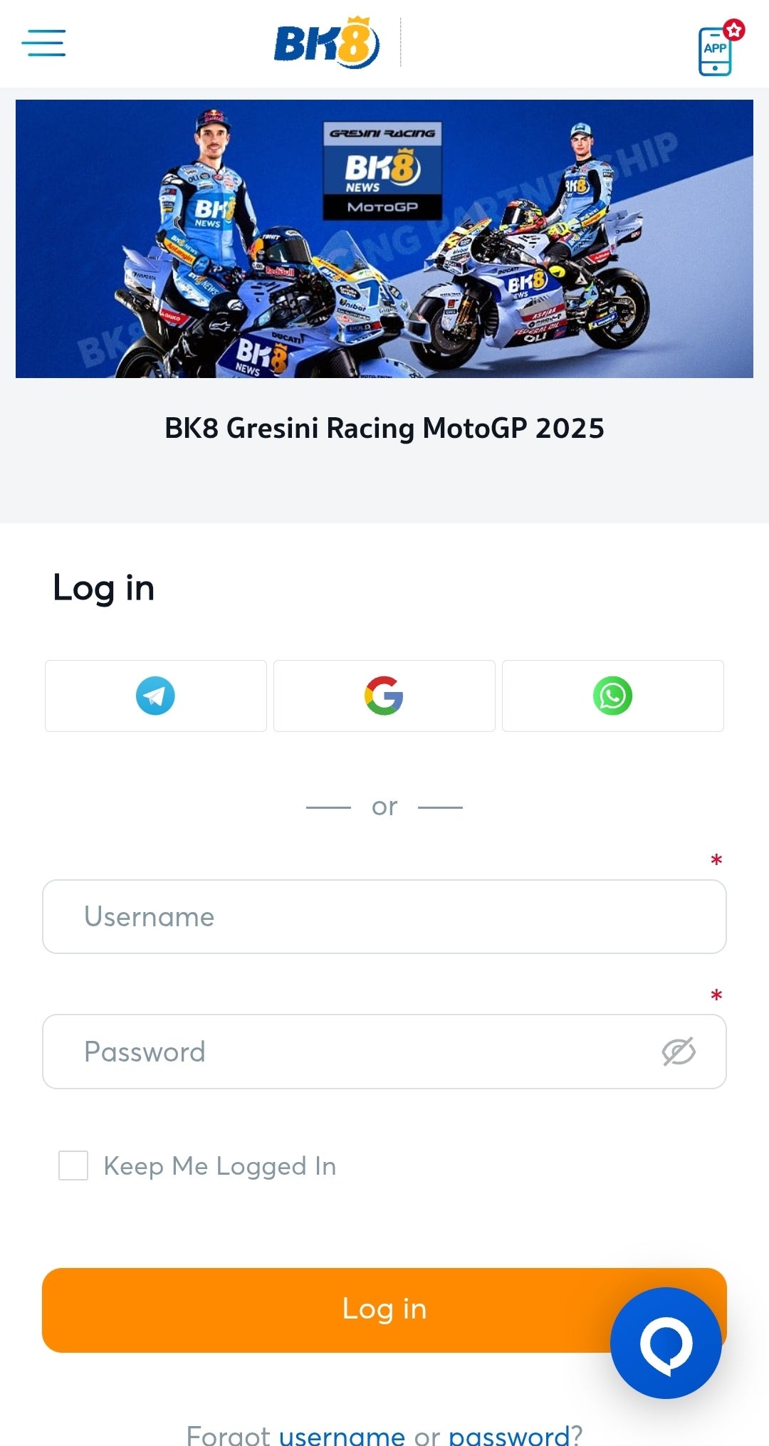 BK8 mobile site username and password
