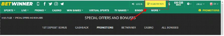 Betwinner casino registration 1